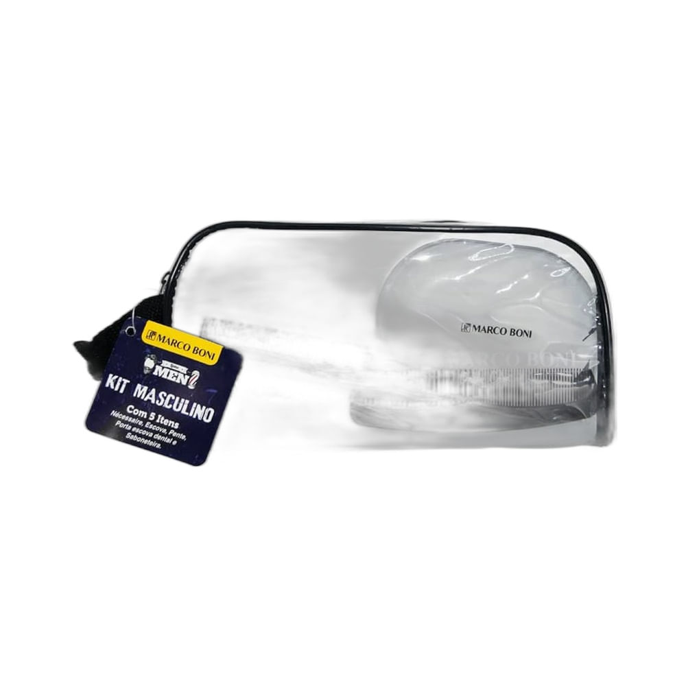 Necessaire transparente com o Kit Marco Boni Masculino 5 Itens 2605